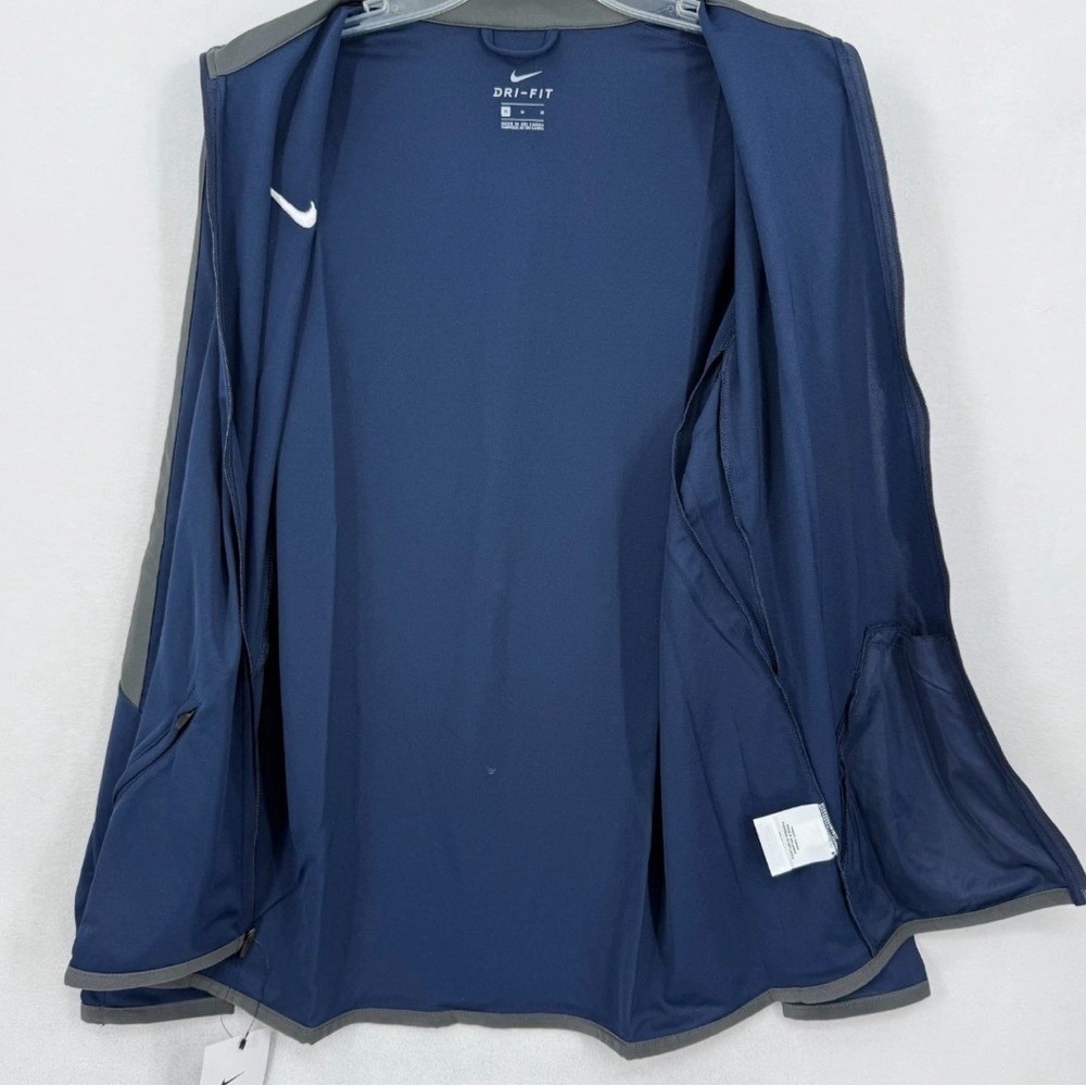 Nike Dri-FIT Mens Full Zip Track Jacket Navy Blue Grey Trim Mock Neck NWT Size M - Picture 3 of 4